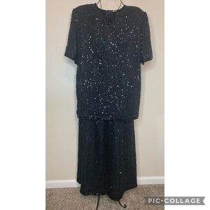 Jean For Joseph Le Bon Black Sequin Skirt Shirt Top Outfit Set